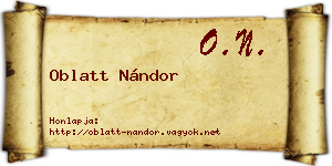 Oblatt Nándor névjegykártya